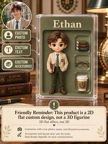 Custom 2D Portrait Doll, Personalized Digital Portrait Art, Custom Photo To 2D Cartoon Acrylic Plaque, Wedding Souvenir, Personalized Acrylic Keepsake, Anniversary Gift, Personalized Photo Stand Decor - Multicolor - View 10