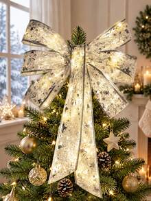 1pc Christmas Ribbon String Lights, Christmas Ribbon Lights, Christmas Lights Decoration, Ribbon Garland Christmas Tree Silver Garland Christmas Decoration Lights, Suitable For Indoor And Outdoor Party Decoration - Multicolor - View 5