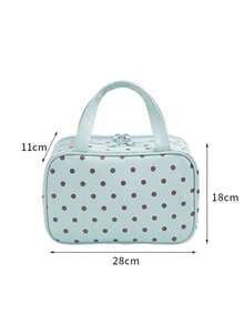 1pc Portable Travel Makeup Bag, Polka Dot Hanging Toiletry Bag, 3-Layer Large Capacity Multi-Compartment Makeup Organizer, Foldable Zipper Toiletry Storage Bag, Side Mesh Pocket Makeup Brush Slot, Travel Essential Multifunctional - Multicolor - View 6