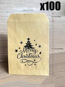 100/50/30/1pc Christmas Kraft Paper Gift Bags, Holiday Tree Pattern, Suitable For Christmas Gift Wrapping, Christmas Gifts And Christmas Storage, Perfect Christmas Packaging Supplies - One Size Fits All - View 13