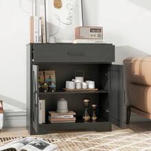 Farmhouse Accent Cabinet Entryway Storage With Drawer Living Room Sideboard Narrow Storage Cupboard - FRSB62BK01A00001 - View 9