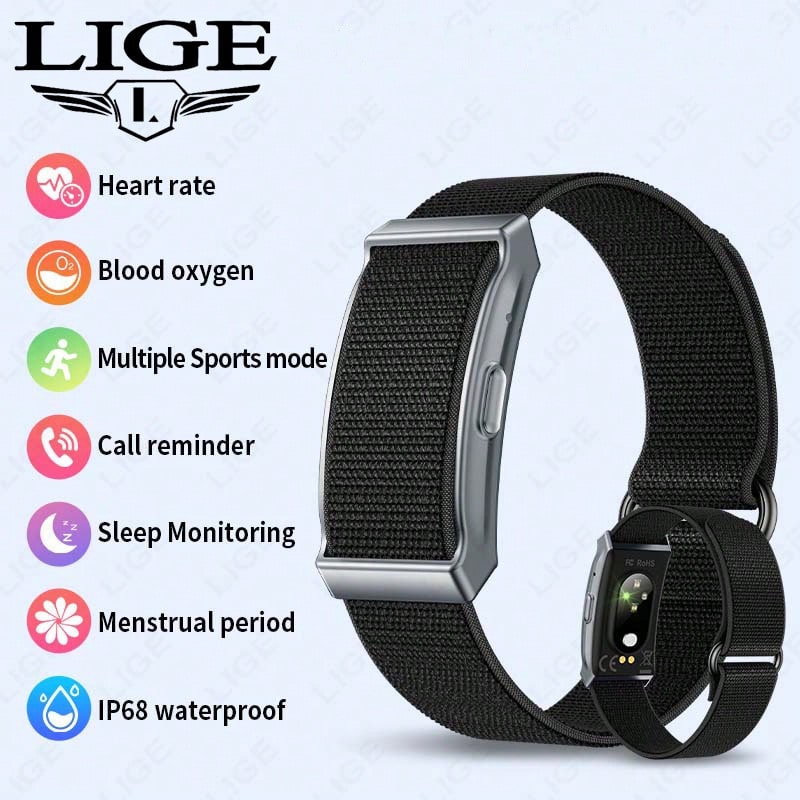 LIGE Pulsera Inteligente de Moda Nueva, Diseño sin Pantalla, Resistente al Agua, Múltiples Modos de Ejercicio, Registros de Seguimiento de Ejercicio, Monitoreo del Sueño - Ver 1