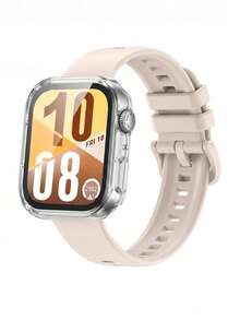 2件組星光柔性矽膠手錶錶帶與全覆蓋螢幕保護殼，適用於 Watch Fit 3 4 4Pro 5，透氣運動錶帶與防刮保護殼，時尚手錶配件，適用於 Watch Fit 3 4 5 4Pro，男女通用日常配戴，適合送給朋友與家人的完美禮物，適用於情人節、母親節、開學季、生日，適合約會、聚會、日常外出、旅行 - 星光色 - 查看 3