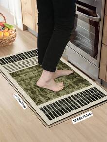 1pc Rubber Material Kitchen Runner Rug, Striped Print Pattern, Nordic Luxury Style Kitchen Mat, Long Runner Carpet For Laundry Room, Thick Fabric With Comfortable Foot Feel, Easy To Clean, Machine Washable And Hand Washable, Practical Entryway Door Mat Home Decor Rug, Autumn/Winter Gift For Room Decoration, Suitable For Dining Room, Kitchen, Laundry Room, Indoor Doorway And Other Indoor Areas - Multicolor - View 5