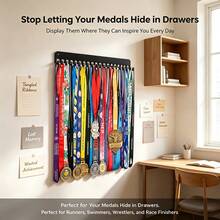 1Set/20pcs Wall-Mounted Medal Display Hooks, Metal Marathon, Football, Basketball, Volleyball, Equestrian, Swimming, Pickleball, Football Medal Storage Rack, Wall Hanging Sports Award Display Rack - Multicolor - View 7