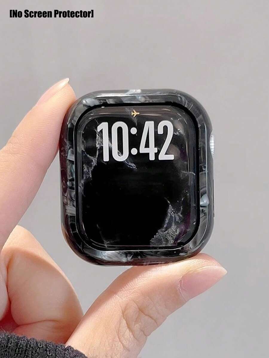 1pc Resin Black Hard PC Watch Protective Case, Hollow Design, Shockproof, Protective Shell, Suitable For Apple Watch 38/40/41/42/44/45/46mm, Compatible With Apple Watch Series SE/12/11/10/9/8/7/6/5/4/3/2/1, Smartwatch Protective Case Accessory