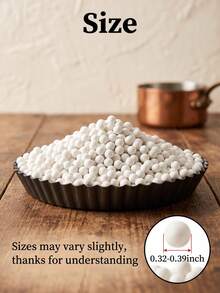 Ceramic Pie Weights Reusable 10mm Baking Beans Pie Crust Weights Natural Ceramic Stoneware With Wheat Straw Container - View 3