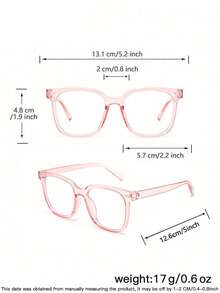 1set 2pcs 3-8Y Kids Rivet Detail Square PC Plain Glasses, Simple Design For Holiday And Casual Outings With Glasses Box - Multicolor - View 10