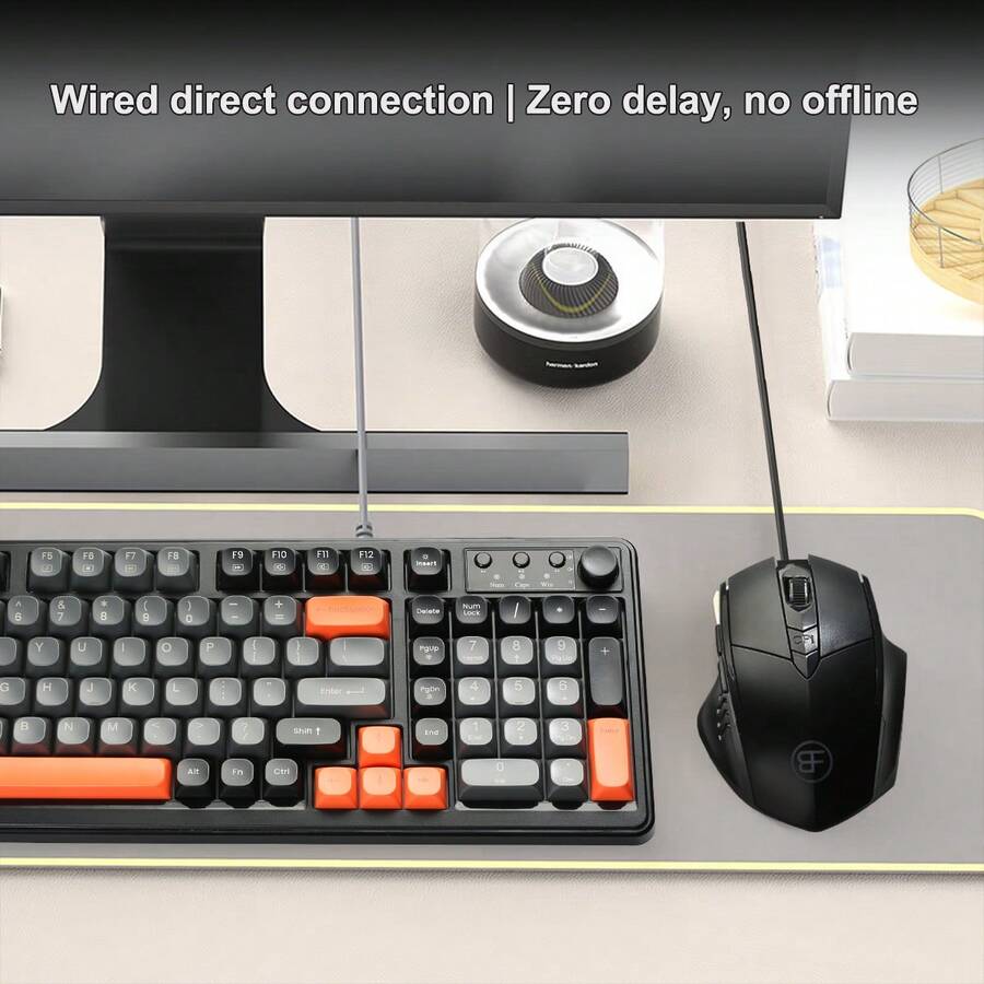 Wired Keyboard And Mouse Combo, Compact Full-Size Membrane Keyboard With Media Control Knob, RGB Rainbow Backlit Keyboard And Wired Optical Mouse, Wear-Resistant Non-Fading ABS Keycaps, Plug And Play, Laptop, Office And Gaming Desktop - View 1