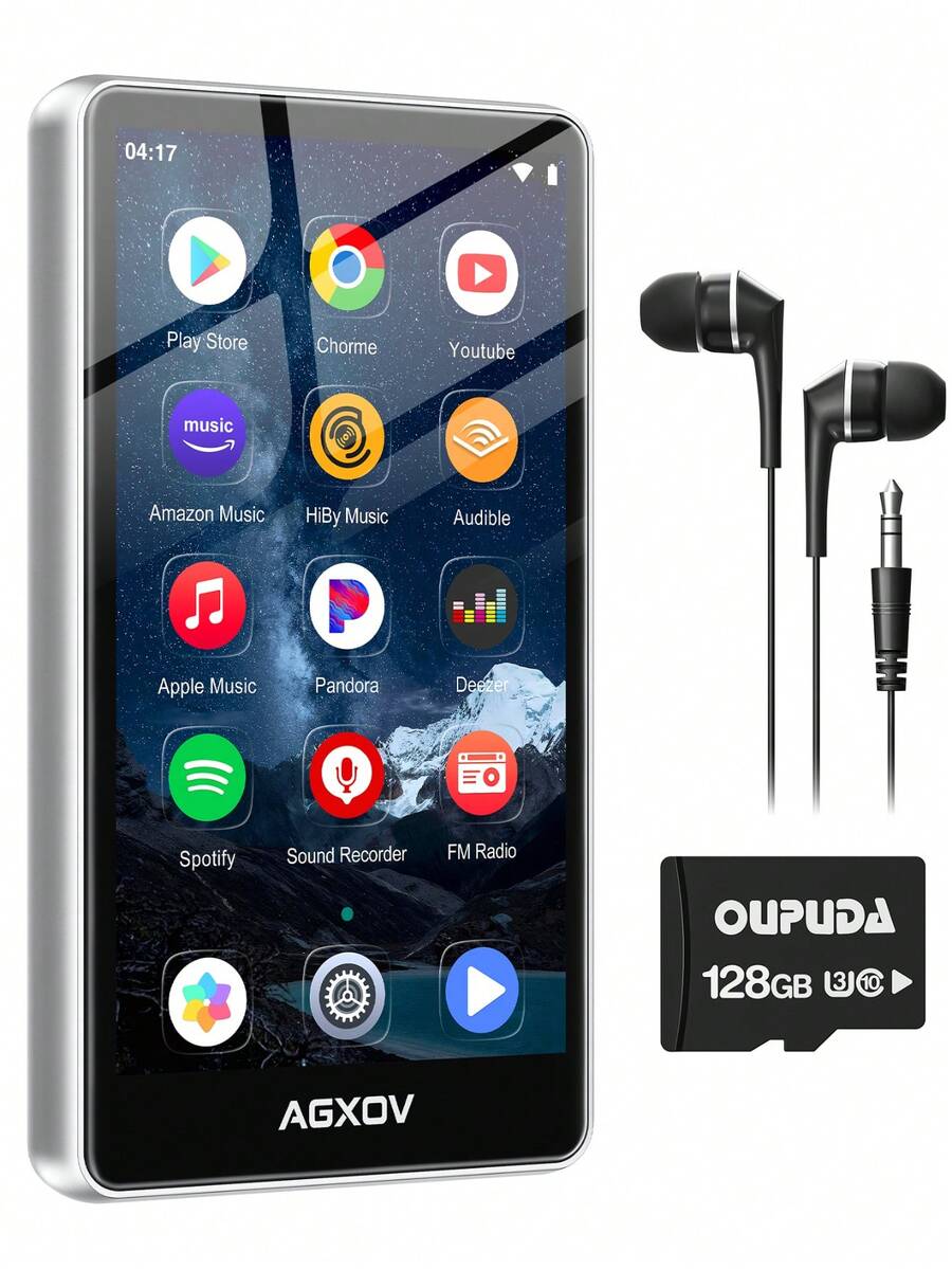 144GB Android 14 MP3 Player With Bluetooth & WiFi, 4" Touch Screen Music Player, Built-In Speaker, Support App Download, Expandable Up To 512GB, Compatible With Streaming Music Platforms - View 1