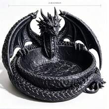 1pc Black Curly Dragon Shape Storage Tray, Gothic Witch Style Crystal Ore Display Dish, Multi-Functional Jewelry Key Coin Storage Box, Wicca Altar Spiritual Desktop Decor Gift - Multicolor - View 1
