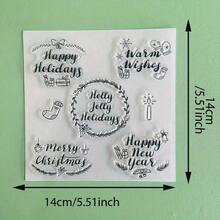 Christmas Quote Text Clear Silicone Stamp, Vintage Script Reusable Transparent Seal For Holiday Scrapbooking Card Making Handmade Projects - SD-4 - View 7
