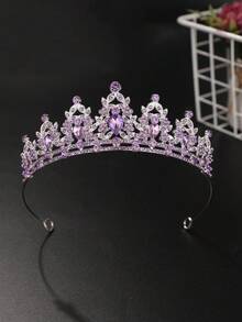 1pc Fashionable Exquisite Alloy Crown, Suitable For Women's Wedding Banquet Hair Accessory - Lilac Purple - View 2