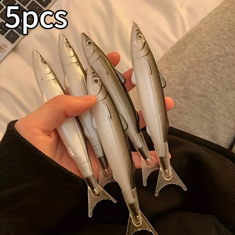5pcs Creative Funny Salted Fish Shaped Neutral Pens, Suitable For Writing, Perfect For Office And Party Gifts - Unique Ocean Themed Stationery Gift - 5-pack Salted Fish Pens - View 1