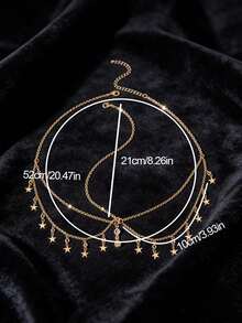 1 buah Rantai Dahi Bintang Emas Bohemian, Hiasan Kepala Rumbai Kristal, Aksesori Rambut Rantai Berlapis yang Dapat Diatur, Cocok untuk Pernikahan, Pesta, Pesta Natal, Pesta Halloween, dan Acara Liburan. - MultiWarna - View 10