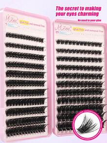 264pcs Self-Adhesive Cluster Lashes, D-Curl Fluffy Faux Mink False Eyelashes, No Glue Needed Press On Segmented Lashes, Reusable Lightweight DIY Eyelash Extensions For Beginners, Everyday Eye Makeup - D - View 4