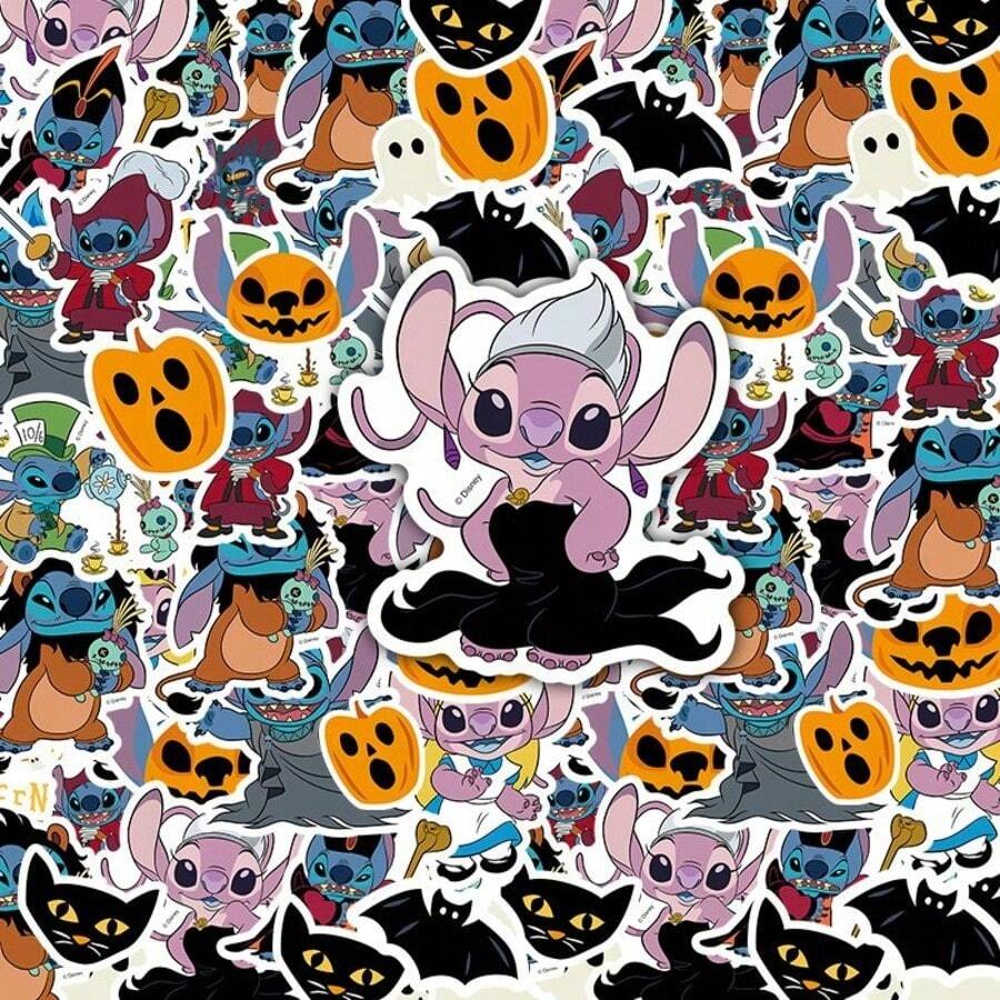 Lilo & Stitch 50pcs Stitch Cartoon Stickers, Flat And Adherent Easy To Paste, Creative Small Gifts Suitable For Sharing, First Choice For Handmade Crafts And Personal Item Decoration, Clean And Visuals, Applicable To Tumblers, Computers, Journals, Storage Bags, Easily Create Personalized Items, Fun DIY Accessories - Multicolor - View 1
