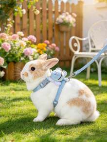 1 Set Verstellbare Bienen- & Kaninchen-Leine, Cute Bee Design - Outdoor Walking Training Tether Cord Set - Suitable For Small Pets And Rabbits - I-Beam Anti-Snatching - Pet Supplies - Rabbit Supplies - Rabbit Cat Tether Cord And Collar - Multicolor - View 3