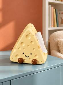 Cute Cartoon Cheese Tissue Box Holder, Cheese Shaped Napkin Dispenser, Desktop Home Decor Storage Ornament - Multicolor - View 1