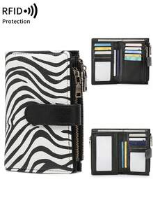 FOREVER MIYIN Vintage RFID Anti-Theft Women's Short Wallet, Double Fold Snap Wallet, Multiple Card Slots, Dual Zipper Coin Pocket, With ID Window, Suitable For Daily Use - Multicolor - View 17