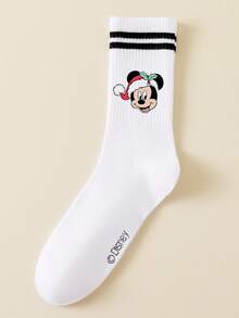 1/5 Pairs Disney Men's Mid-Calf Socks, Double Stripe Graphic, Simple Breathable Sports Socks, Fun Halloween Gift Socks - Multicolor - View 9