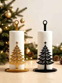 Christmas Tree Paper Towel Holder Metal Countertop Storage Rack Decorative Kitchen Paper Towel Holder Christmas Decoration Freestanding Metal Tree-Shaped Paper Towel Holder Kitchen Countertop Desktop Storage Organizer - Multicolor - View 4