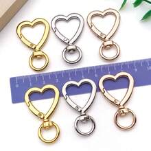 3/6pcs Heart Shape Swivel Snap Hooks Metal Spring Gate Keychain Clasps Rotatable O Ring Lobster Clasp For DIY Key Ring Bag Charm Making - Multicolor - View 4