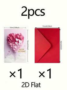 4pcs/2pcs 2D Heart-Shaped Balloon Design Greeting Cards, Suitable For Wedding, Proposal, Birthday Party, Theme Party, Bachelor Party, Housewarming Party, Vintage Party, Bridal Shower And More Occasions - One Size Fits All - View 12
