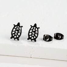 1 Pair Hollow Turtle Earrings Stainless Steel Cute Sea Animal Ear Jewelry Tiny Tortoise Earrings Gift For Animal Lovers - GED367 - View 6