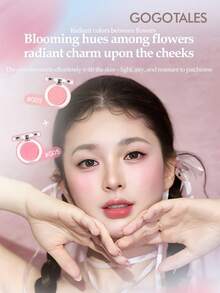 GOGO TALES Huajian Glow Solid Color Blush, Mencerahkan, Membentuk Kontur dan Memperluas Warna, Perona Pipi Kontur 3D Saturasi Rendah, Bedak Perona Pipi Highlighter dan Kontur, Cocok Untuk Pemula GOGOTALES - #G01 Merah Muda Persik - View 4