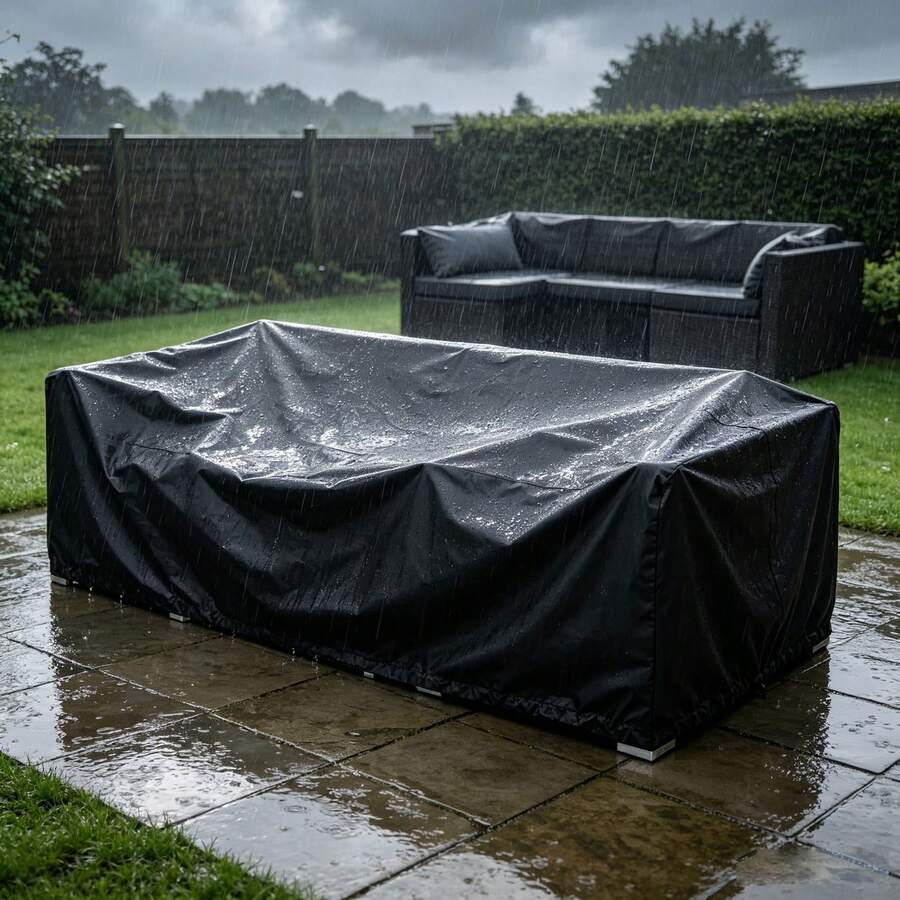 L/M/S 210T Garden Furniture Cover Table Set Cover Rattan Cube Waterresistant Outdoor Patio With Drawstring Weatherproof UV Protection - Black - View 1