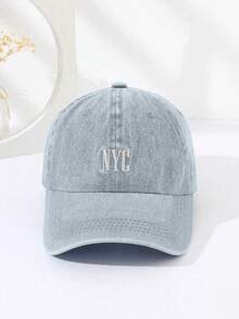 1pc New York Embroidered Baseball Cap - Unisex, Adjustable Breathable Snapback, Retro New York Street Style Hat - Baby Blue - View 13