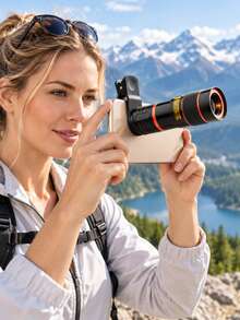 10pcs Universal 20X/12X/8X Telephoto Lens Attachment, Clip-On Telephoto Lens For Single Camera Lens, Zoom Lens With Phone Clip For Photography And Video Recording (Not Compatible With Dual And Triple Camera Configurations) - Monocular - View 2