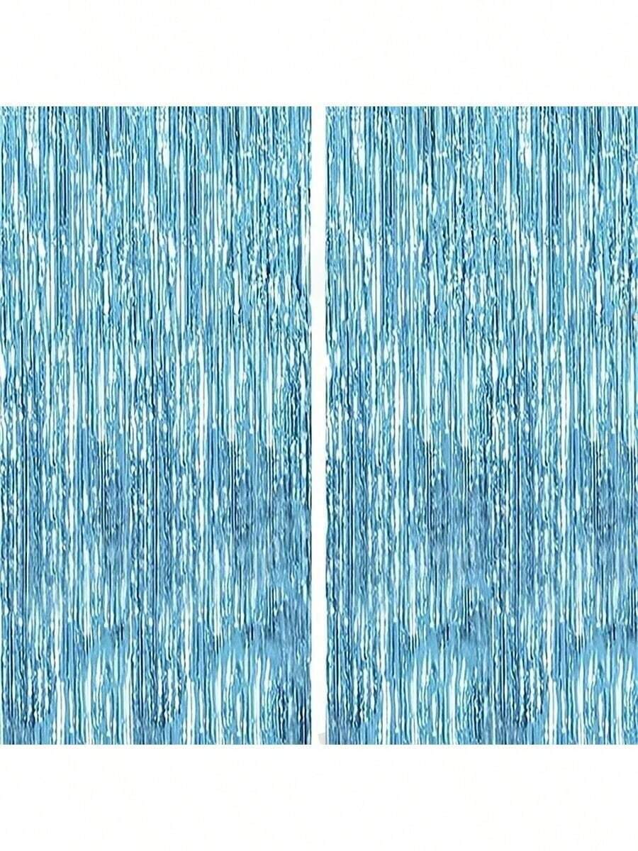 2 Packs Photo Booth Backdrop Metallic Foil Fringe Curtains, Large Square Rain Curtains, Backdrops, Suitable For Birthdays, Wedding Seasons, Parties, Graduation Ceremonies, Mother's Day, Various Party Decoration Backdrops - Multicolor - View 1