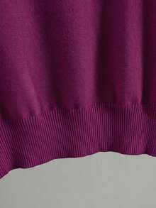 BYGOUBY Women's Basic Spring/Autumn V-Neck Lightweight Knit Sweater Long Sleeve Casual Pullover Soft And Comfortable - Purple - View 9