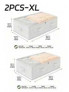 White Underbed Storage Organizer Box, Large Capacity Foldable Storage Bin For Organizing Blankets, Skirts, Bedding, Clothes, Underbed Clothing Storage Organizer, Space-Saving Closet Storage, Underbed Storage, Minimal Space Occupancy - View 15