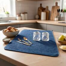 1pc Large Dish Drying Mat, Microfiber Dish Drainer Mat, Foldable, Super Absorbent, Quick Dry, Suitable For Kitchen Countertop, Tableware, Sink, Coffee Machine, Dish Rack, Pet Food Bowl, Dish Drying - Multicolor - View 2