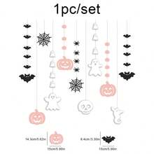 1 Set Of 10 Halloween Bunting Garlands, Party Backdrop Wall Decor Banner With Pumpkin, Bat, Ghost, Spider, Skull Hanging Ornaments - Multicolor - View 9