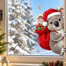 1PC Cute Peeking Koala Christmas Static Window Clings, Xmas Glass Decor, Holiday Window Display For Home Living Room, Cafe, Retail Shop Window - Multicolor - View 11