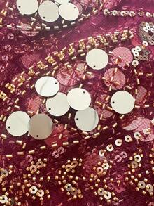 Luxurious Beaded & Sequin Arabian Maxi Dress, Stand Collar Cloak Sleeves, Perfect For Formal Events - Red Gold - View 6