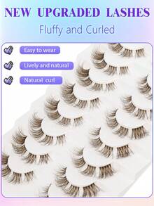 8 Pairs Segmented Cat Eye False Eyelashes, Brown, DD Curl, Elongated Tail, 3D Light Explosion, Fluffy & Soft, Suitable For Festivals, Parties And Various Fashion Occasions - Brown - View 4
