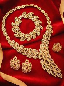 Halloween Necklace Jewelry For Women Luxury Elegant Multi-Layered Long Necklace Bracelet Jewelry Set Friendly Material Daily Wear Festive Celebrations - Gold - View 11
