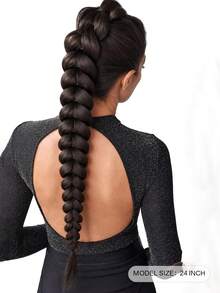 1pc 24 Inch Chunky Braided Ponytail Hair Extension, Thick Braided Ponytail Made Of Synthetic Fiber With Elastic Hair Tie, Suitable For Women For Party & Daily Wear (Multiple Colors Available) - Multicolor - View 3