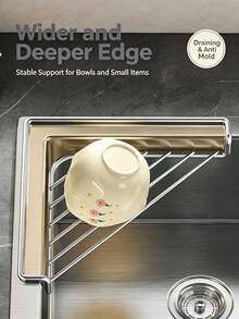 Expandable Sink Organizer Rack With Drainage Design, Kitchen Sink Side Sponge And Cleaning Tool Storage Rack, Keeps Items Dry, Saves Countertop Space, Suitable For Dishwashing And Food Preparation - Triangle - View 9