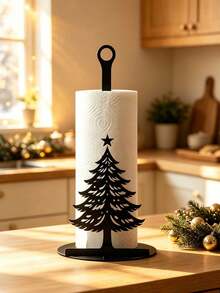 Christmas Tree Paper Towel Holder Metal Countertop Storage Rack Decorative Kitchen Paper Towel Holder Christmas Decoration Freestanding Metal Tree-Shaped Paper Towel Holder Kitchen Countertop Desktop Storage Organizer - Multicolor - View 5
