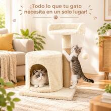 Estructura de escalada para gatos: robusta y duradera; un juguete para interiores apto tanto para gatitos como para gatos adultos; color beige; ayuda a que la mascota gaste energía; estable. - Beis - Ver 1