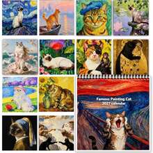 2027 Calendar: 12 Months Double-Sided (Page) Thick Paper, 21.08x21.08cm Screaming Cat Theme Wall Calendar | Bright Color Design, Suitable For Personal Planning And Fun Office And Home Decor, Hanging, Desktop, Christmas, Xmas - Multiple Styles - View 9