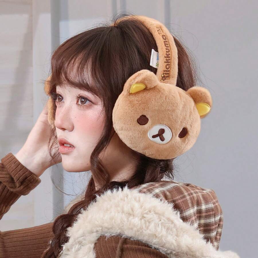 San-X Rilakkuma Relax Bear Official 2026 Winter Plush Cartoon Warm Cute Girly Korean Style Earmuffs Maillard - Multicolor - View 1