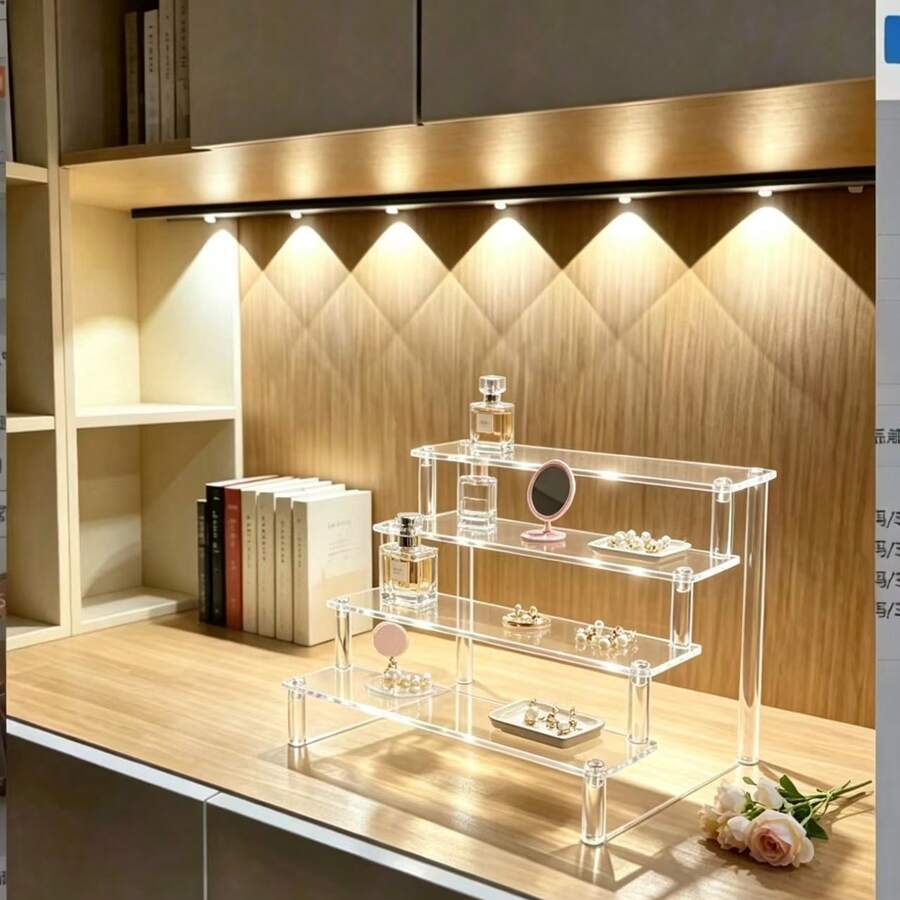 Lear 壓克力展示架 桌上收納置物架 Ins 風格檯面收納架,適用化妝品、珠寶、迷你公仔,多場景書桌梳妝台裝飾,適合彩妝愛好者與書房 - 彩色 - 查看 1