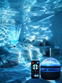 1pc Aurora Water Ripple Effect Atmosphere Projection Light, USB Powered Indoor Multi-Function LED Lamp, Starry Sky Atmosphere Light, E-Book Reading Light, Home Decor Atmosphere, Suitable For Bedroom, Living Room, Holiday Gift - Multicolor - View 3